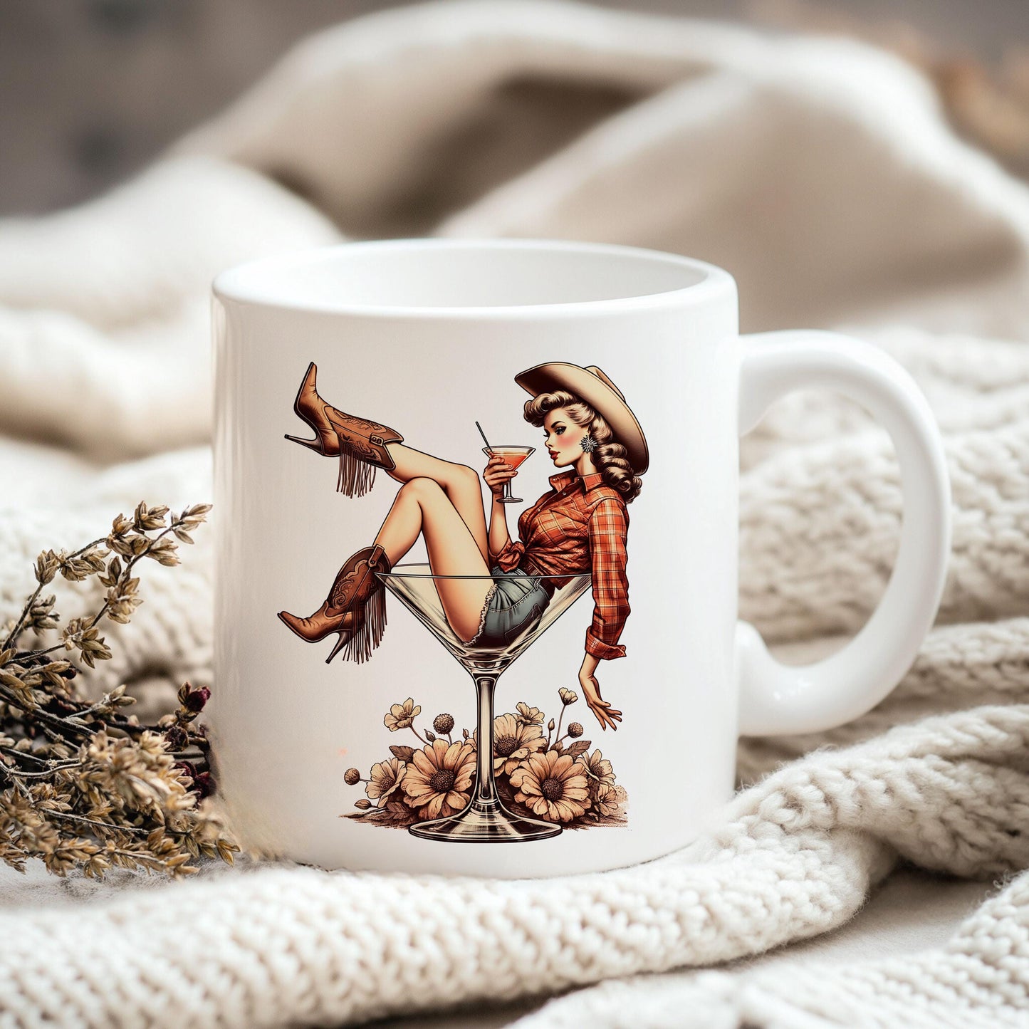 Cowgirl Martini Glass PNG