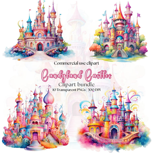 Watercolor Candyland Castle Clipart