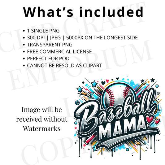 Mamá de béisbol PNG | Diseño de sublimación de mamá de béisbol retro | Béisbol vintage PNG | Mamá del día del juego PNG | Descarga digital
