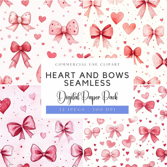 Hearts and Bows Seamless Pattern