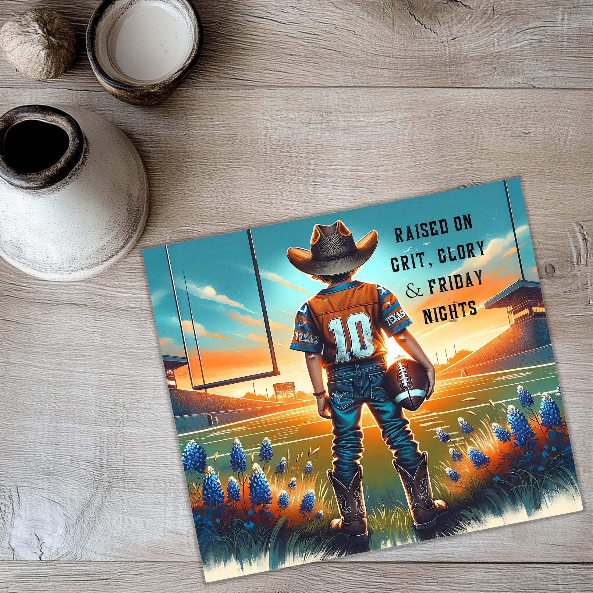a picture of a cowboy standing in a field