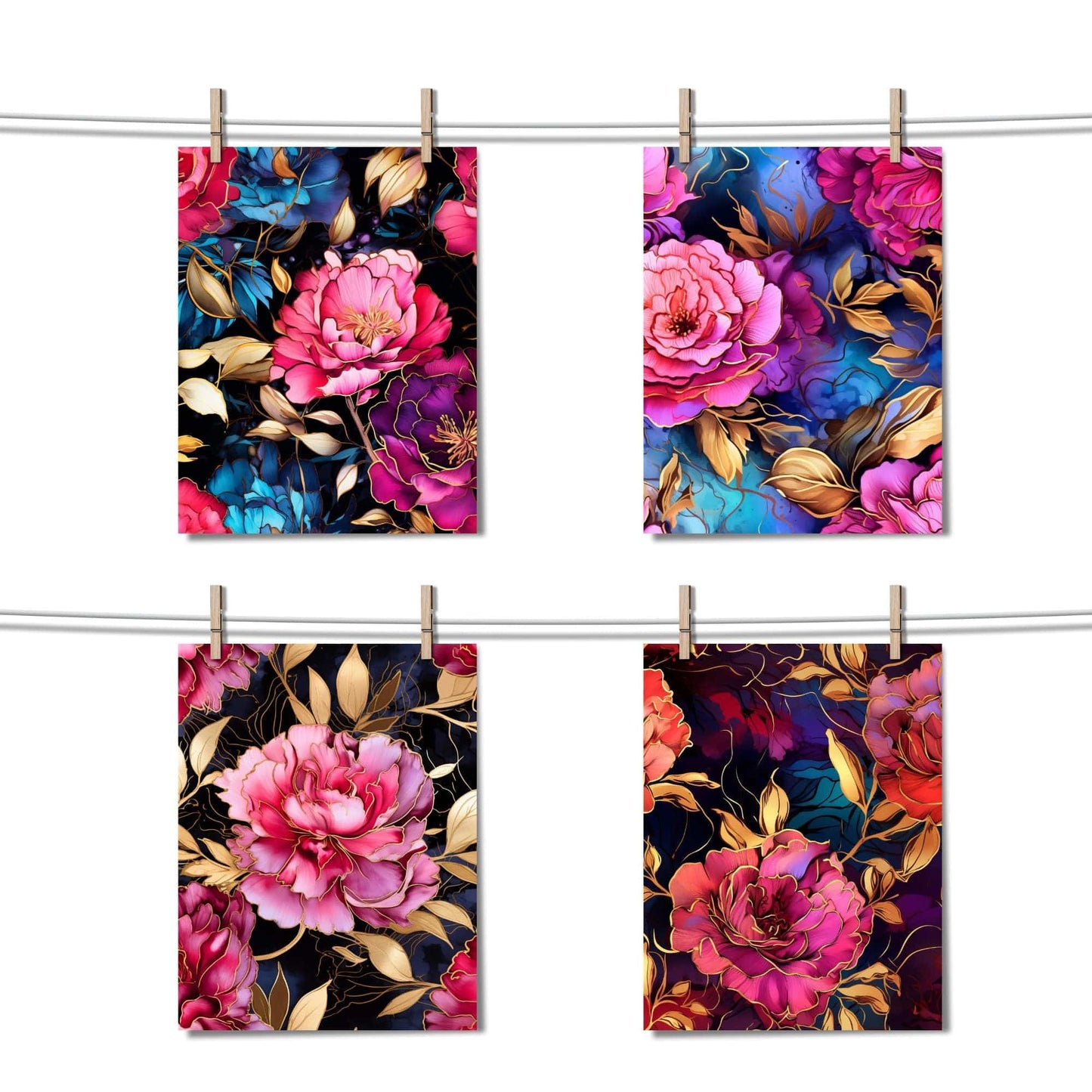 Alcohol Ink Floral Digital Papers