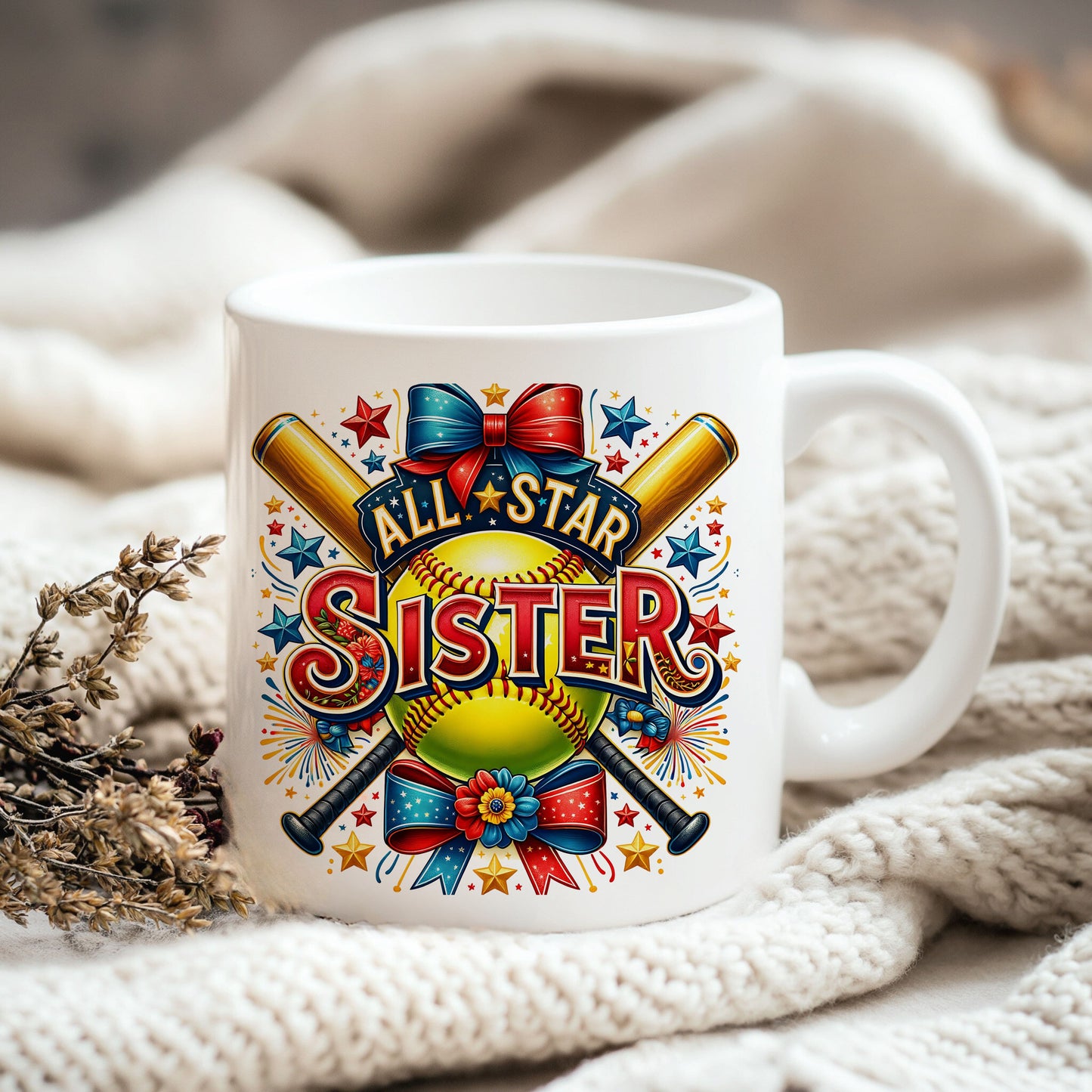All Star Sister PNG – Patriotic Softball Sublimation Design for Game Day Shirts