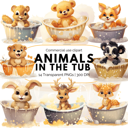 Animals in Bathtubs clipart