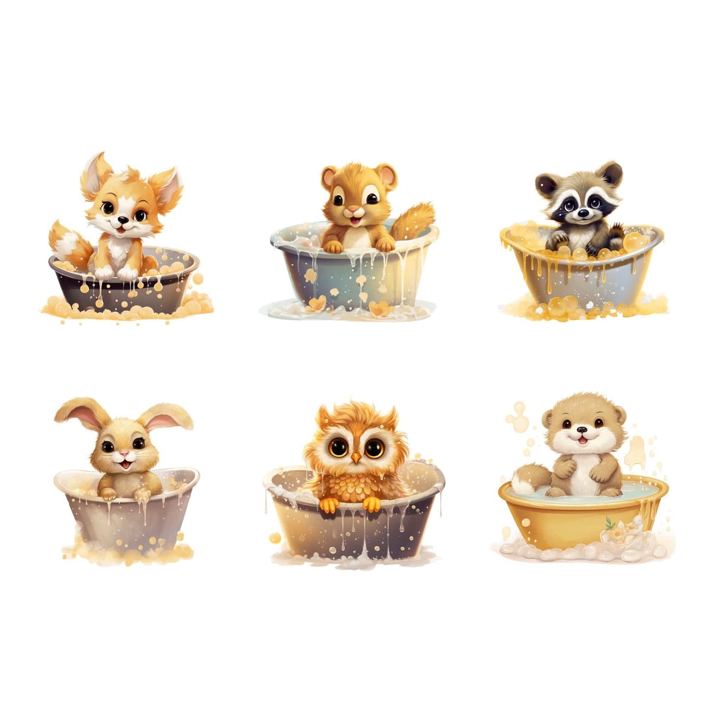 Animals in Bathtubs clipart