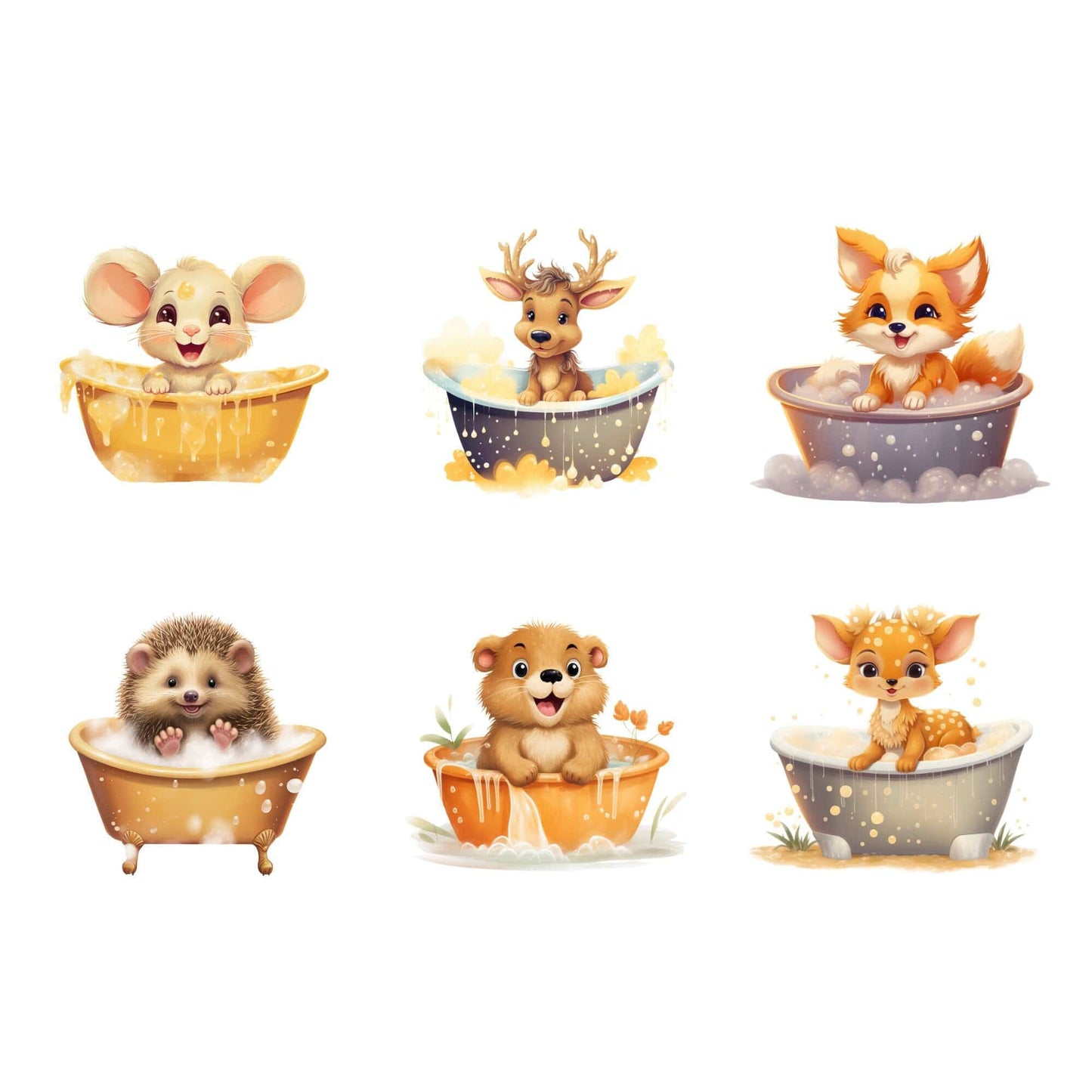 Animals in Bathtubs clipart