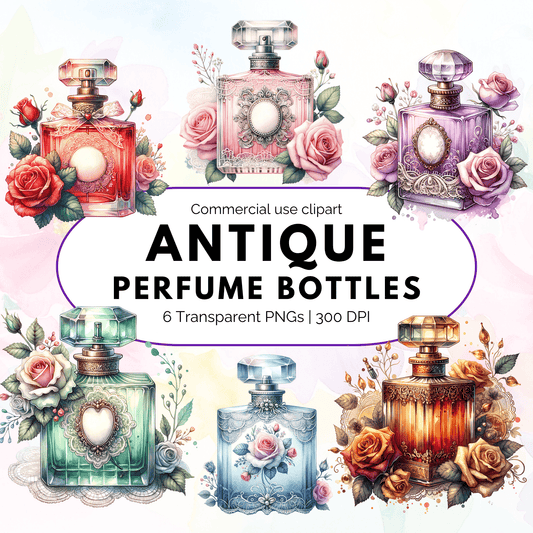 Antique Perfume Bottle Clipart Set