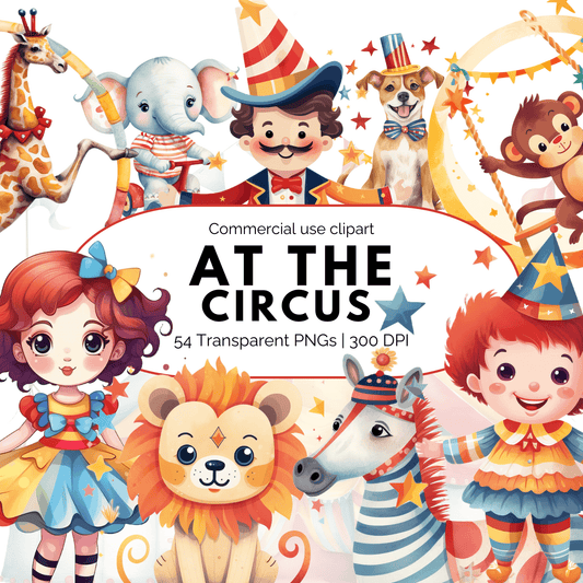 At the Circus watercolor clipart