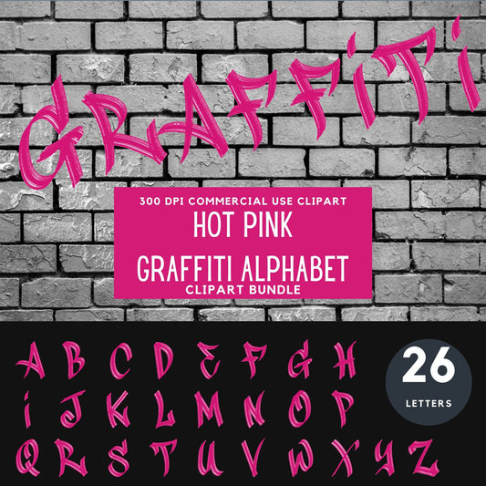 Hot Pink Graffiti Alphabet Clipart