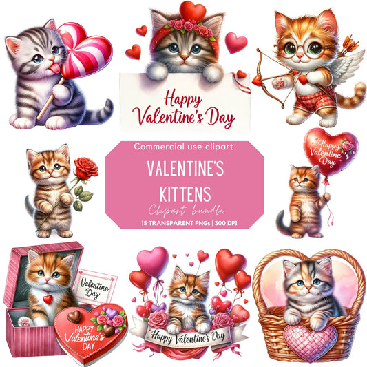 Valentines Kittens Clipart