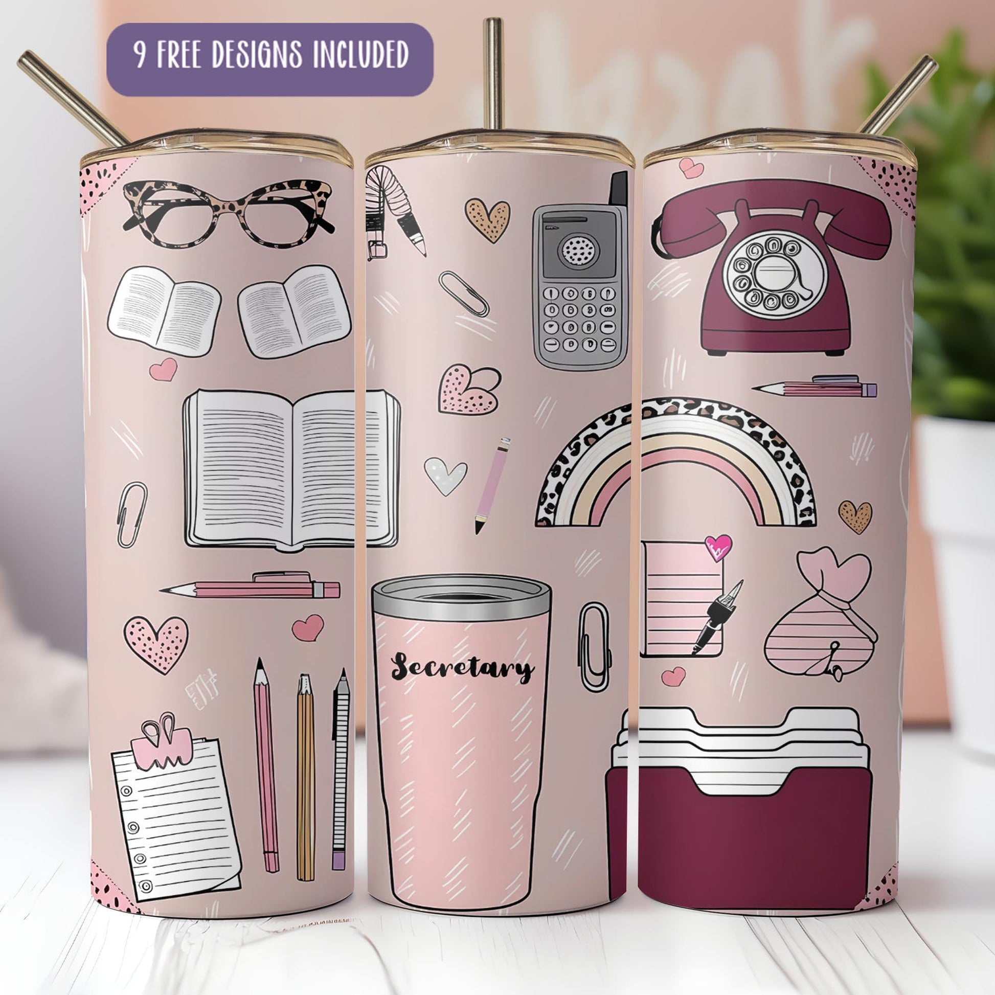 a couple of pink coffee cups sitting on top of a table