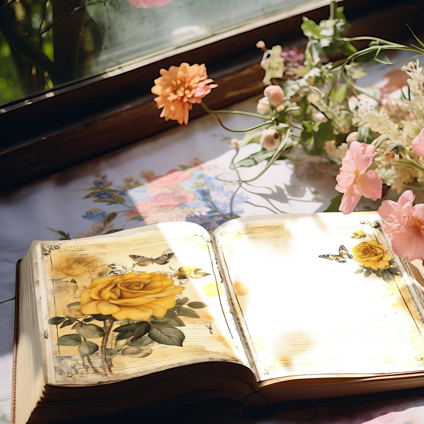 Yellow Rose Junk Journal Pages