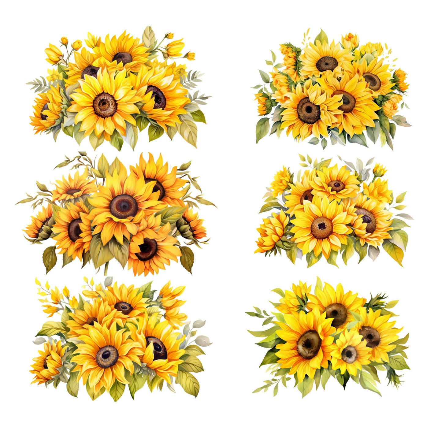 Clipart de girasol en acuarela
