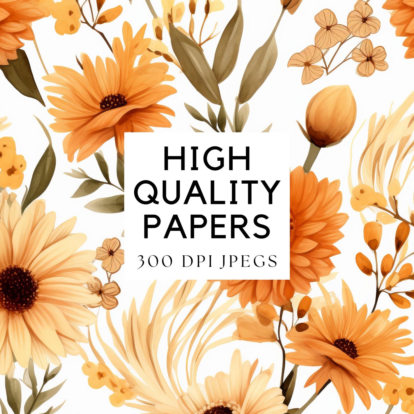 Papeles digitales florales de terracota