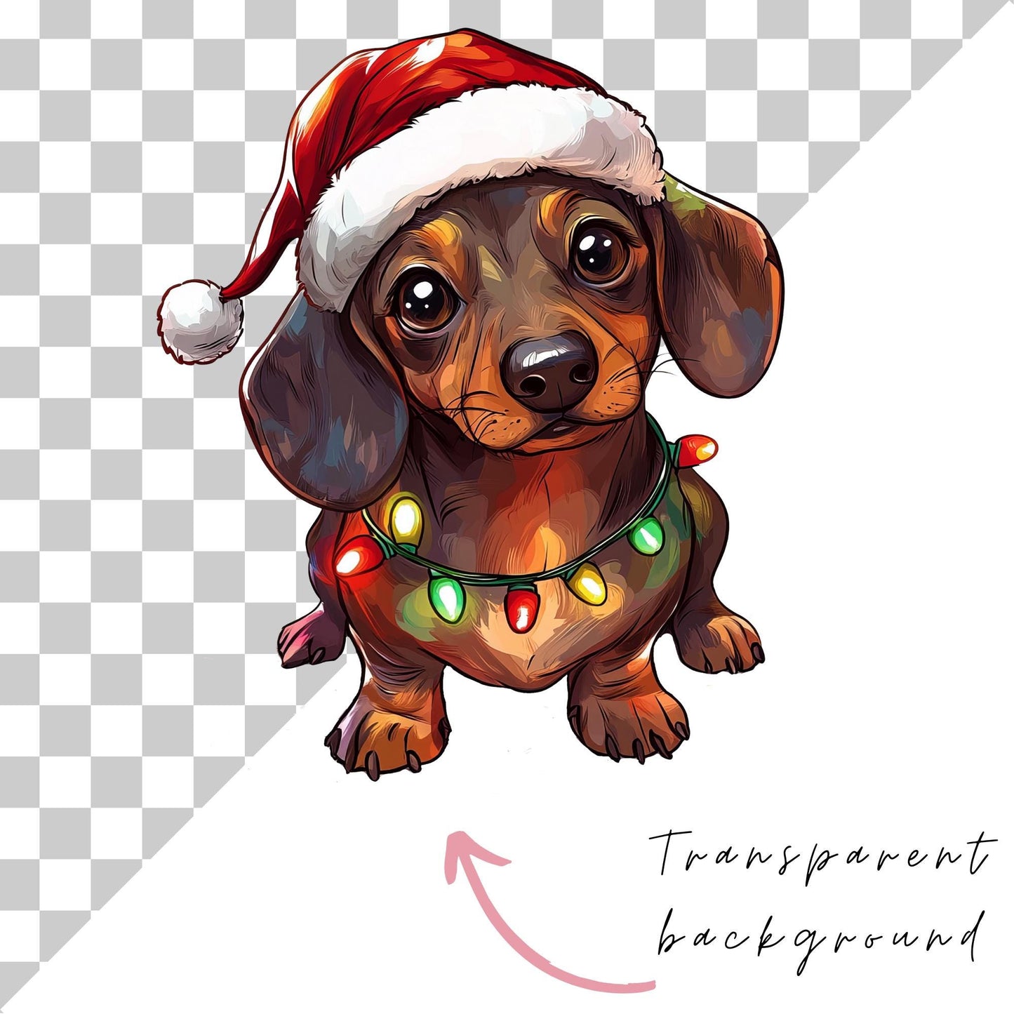 Christmas Weenie Dog Clipart