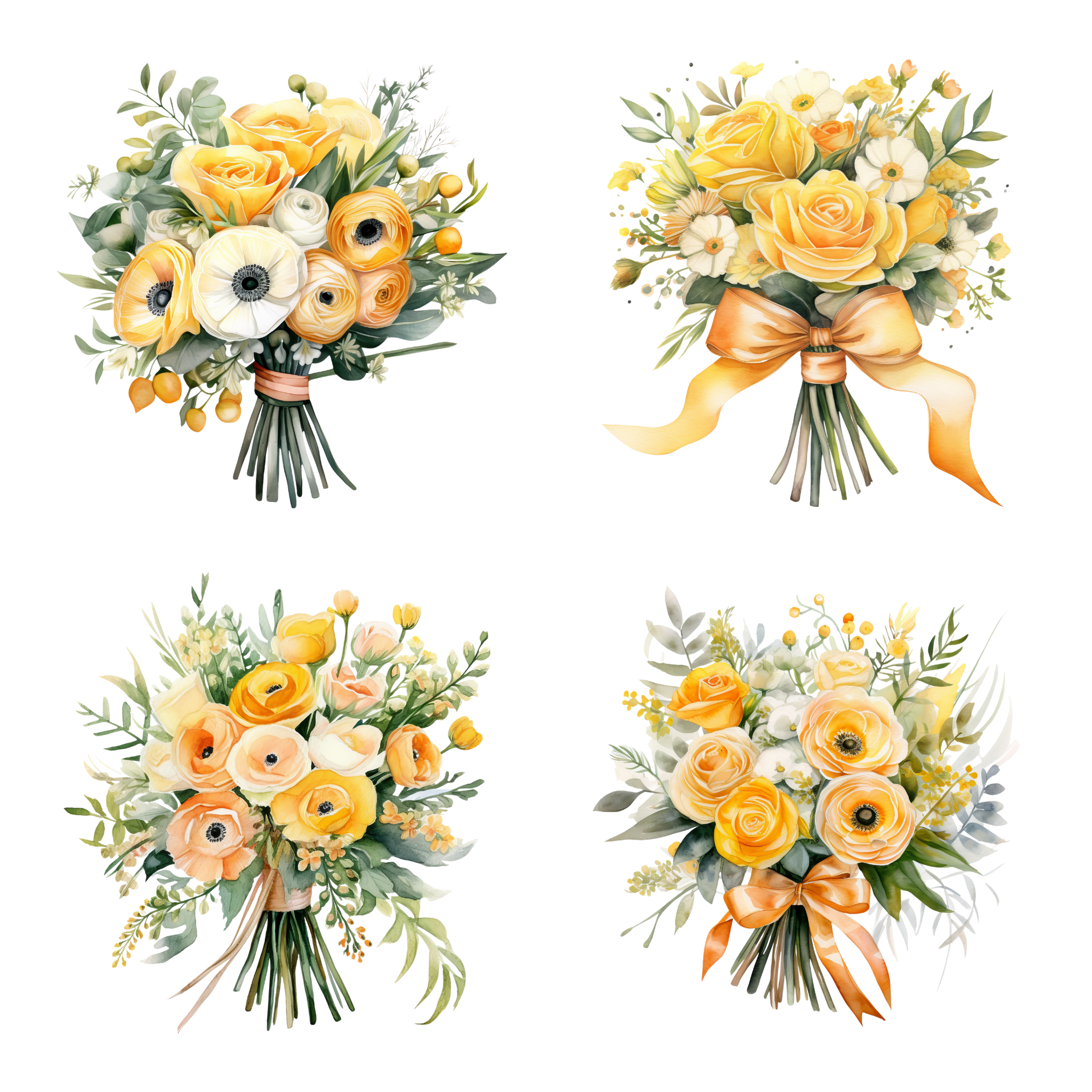 a bouquet of flowers with a bow on a white background