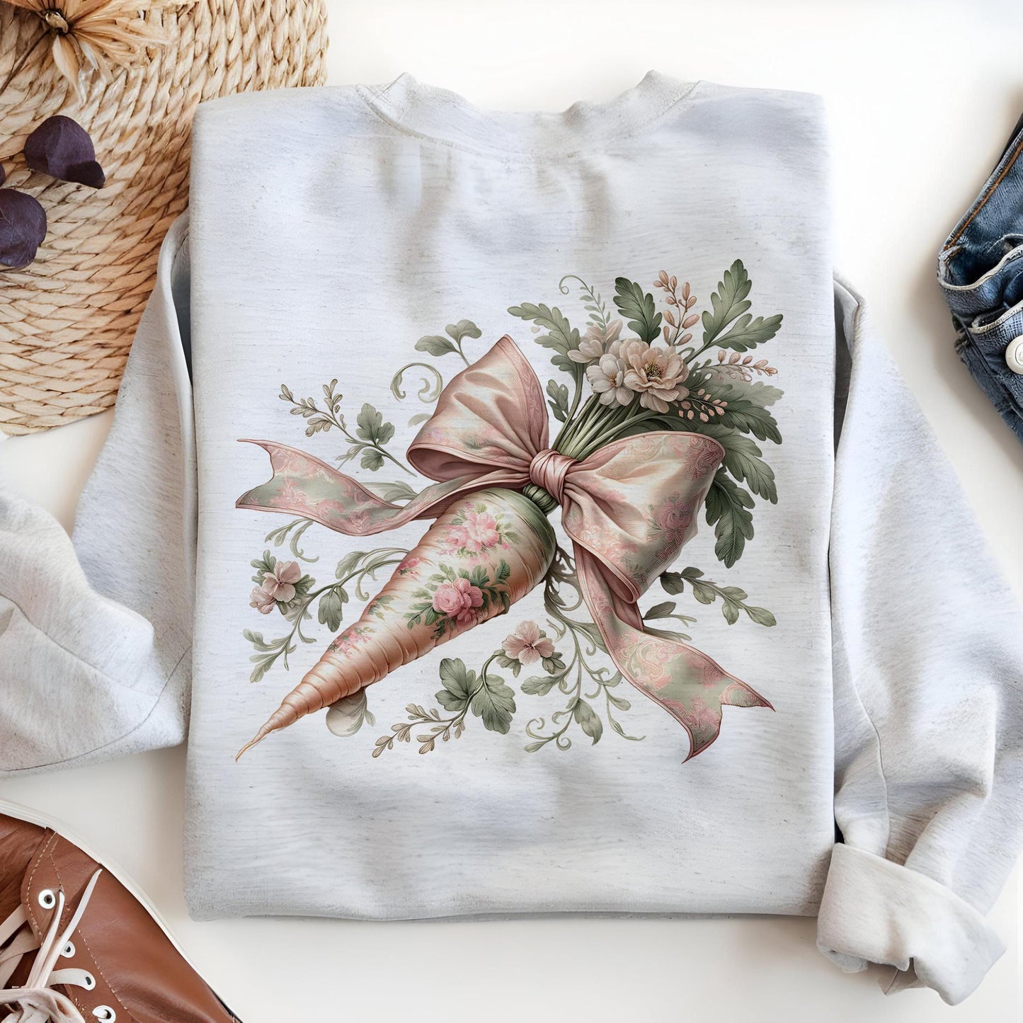 Floral Easter Carrot Coquette PNG