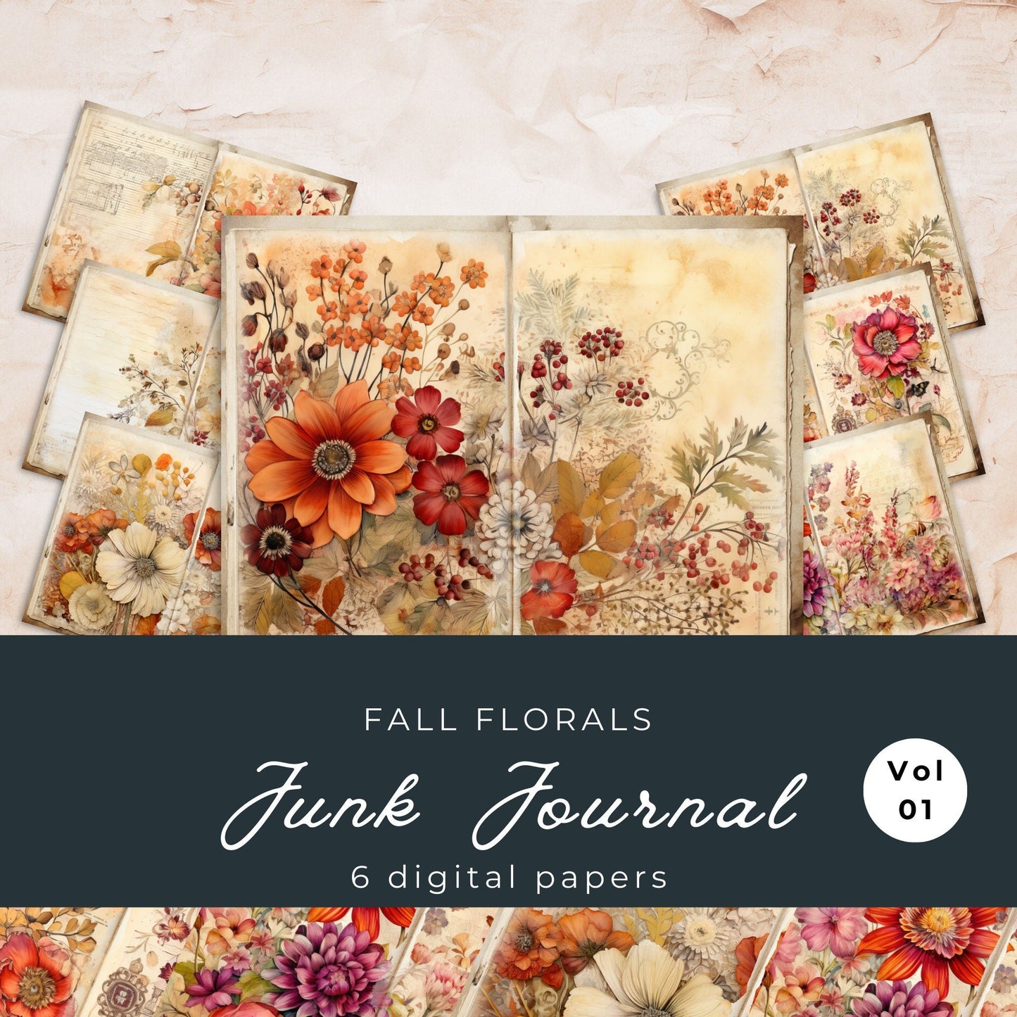 Fall Floral Junk Journal Pages