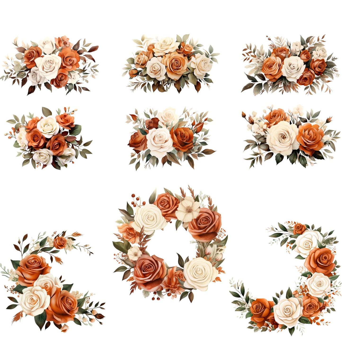 Burnt Orange and Ivory Clipart