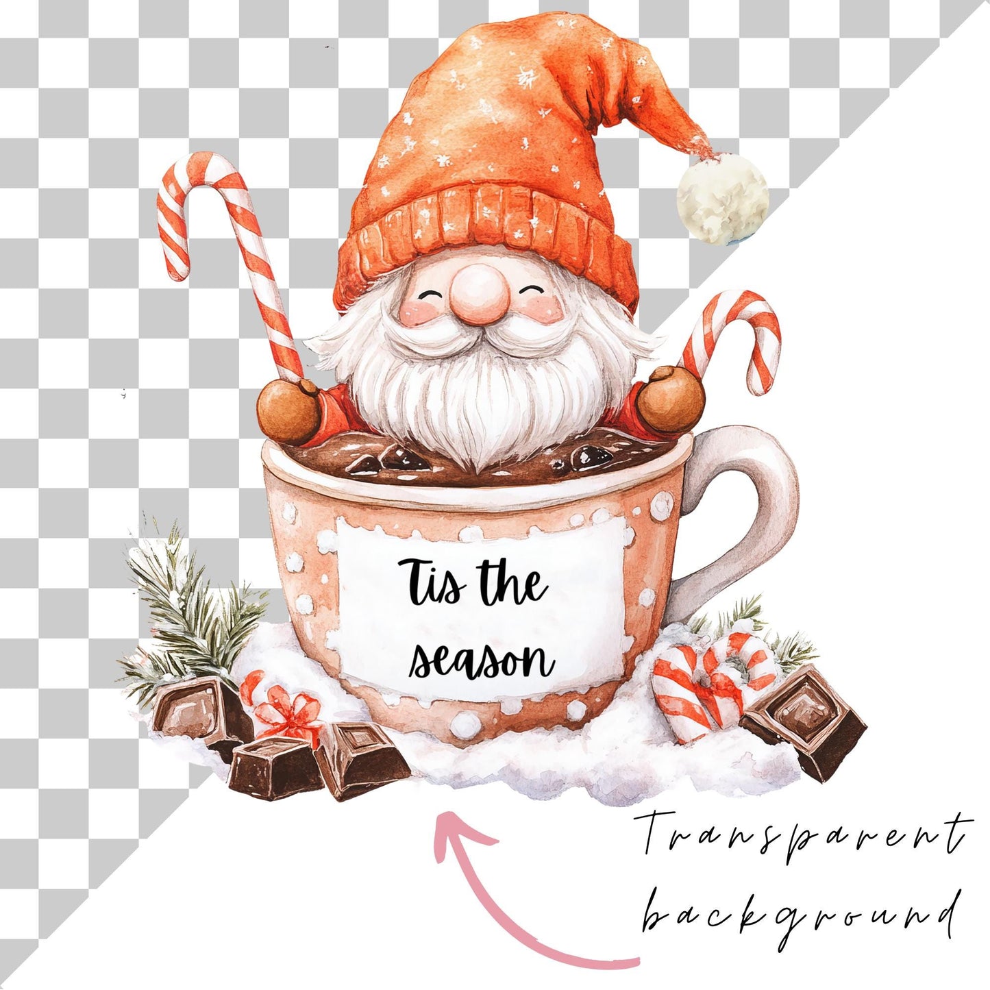 Hot Cocoa Christmas Gnome Clipart