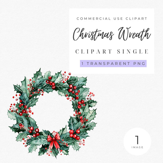 Watercolor Christmas Wreath Clipart