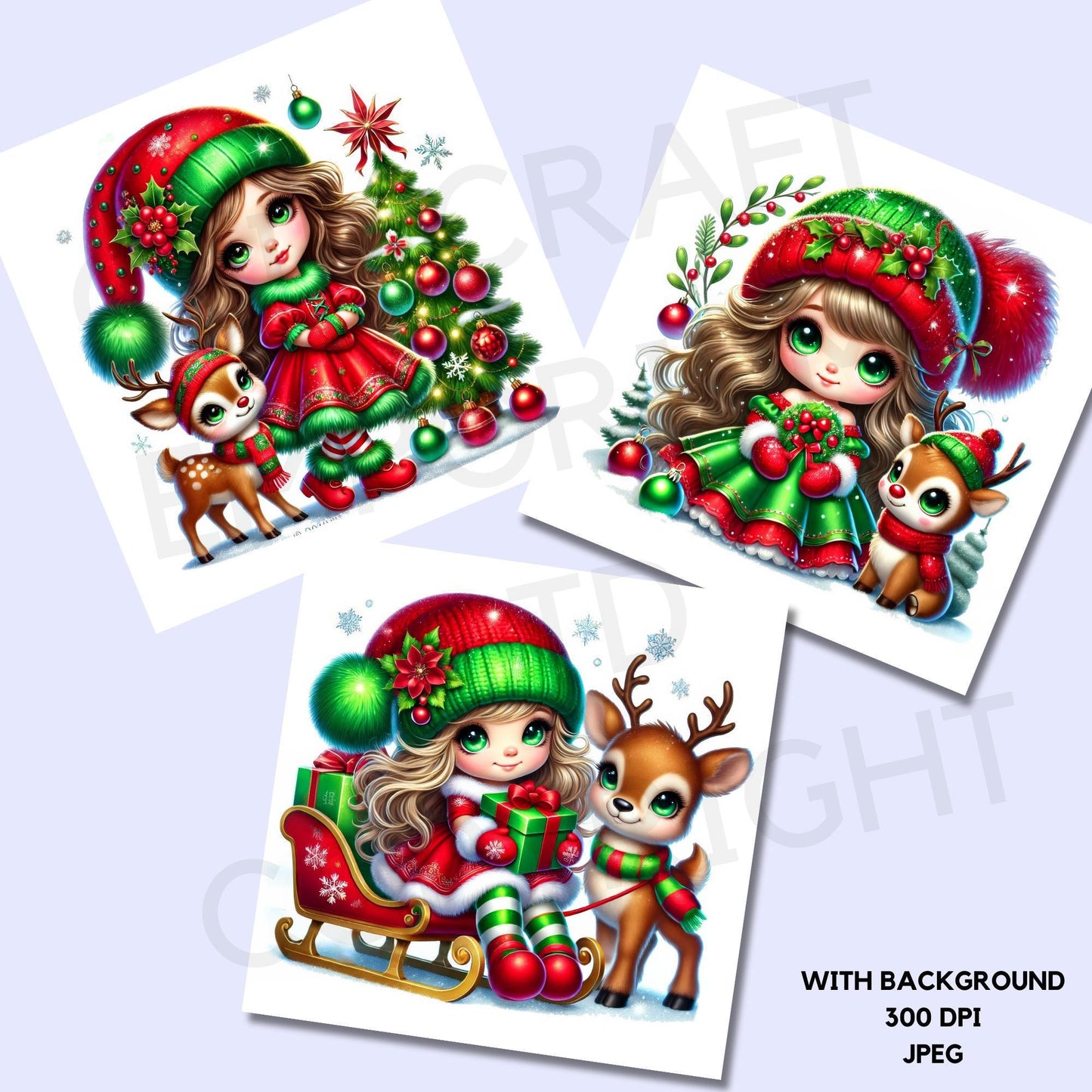 15 Christmas Gnome Girl Clipart