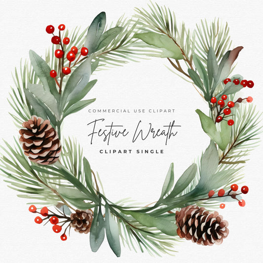 Festive Wreath Clipart Single