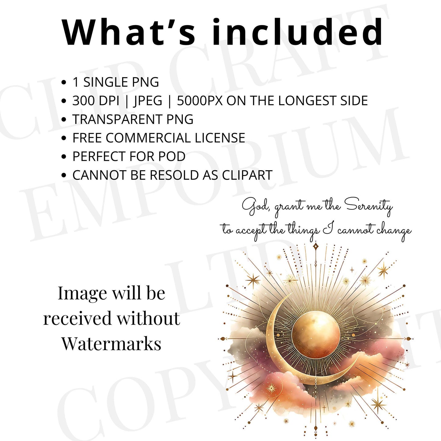 Serenity Prayer Sublimation PNG | Inspirational Christian Design | Faith PNG for Shirts & Mug | God grant me the serenity | Digital Download