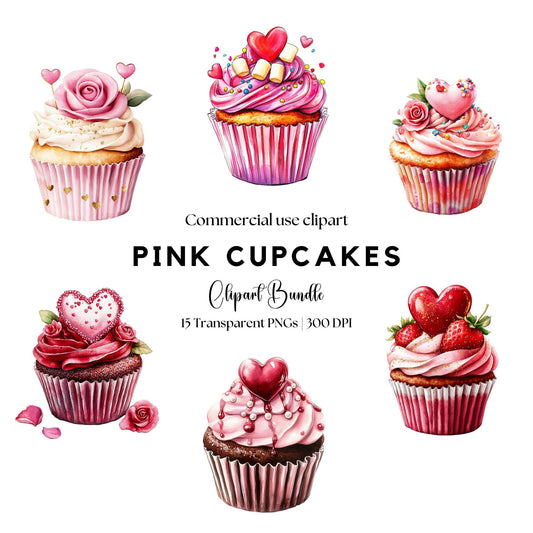 Pink Valentines Cupcake Clipart