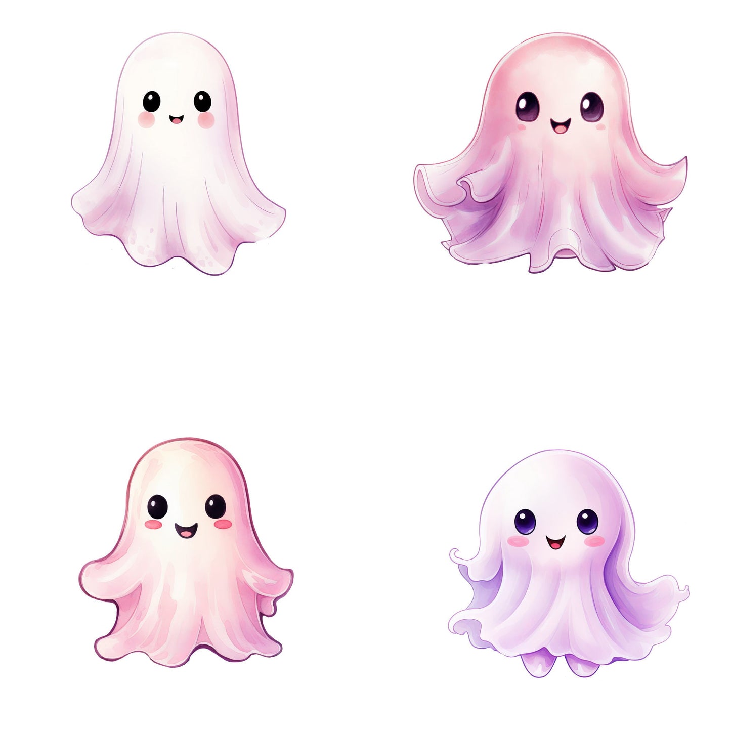 Lindos fantasmas kawaii rosados