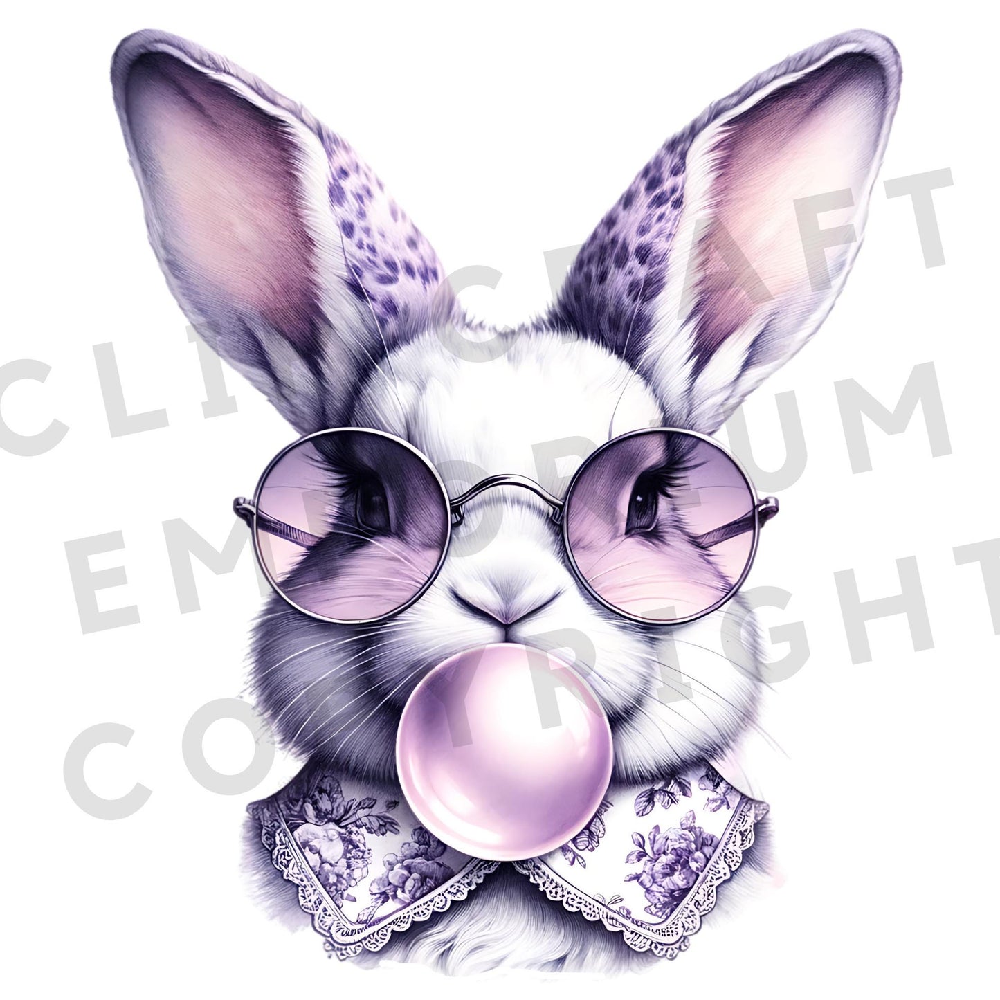 Diseño PNG de conejito con gafas vintage retro