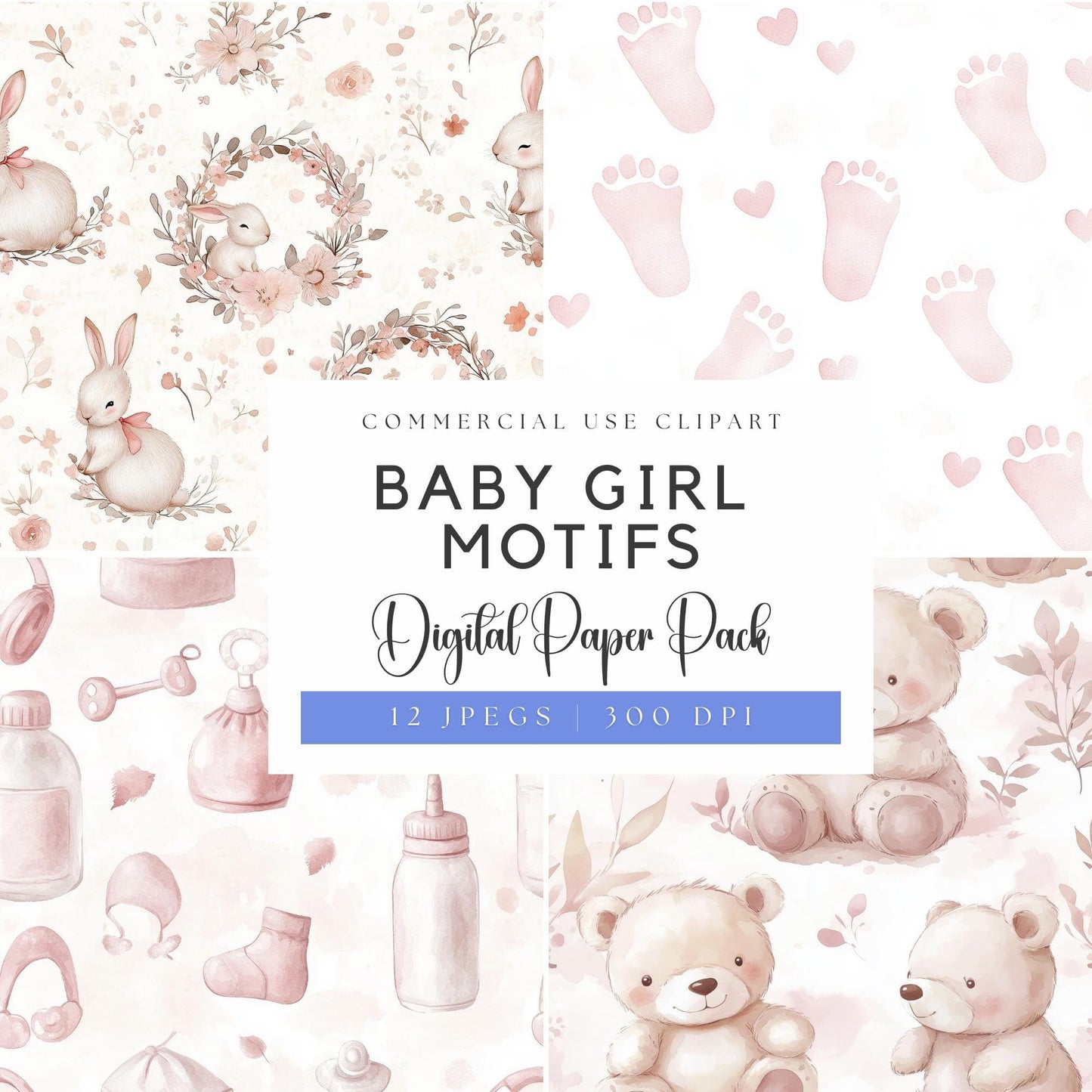 Baby Girl Motif Digital Papers