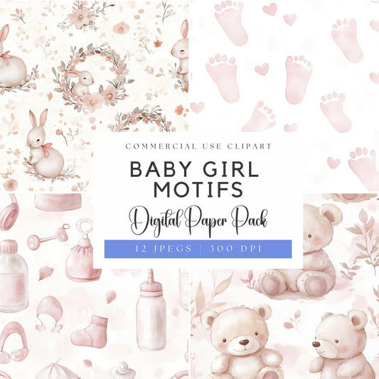 Baby Girl Motif Digital Papers