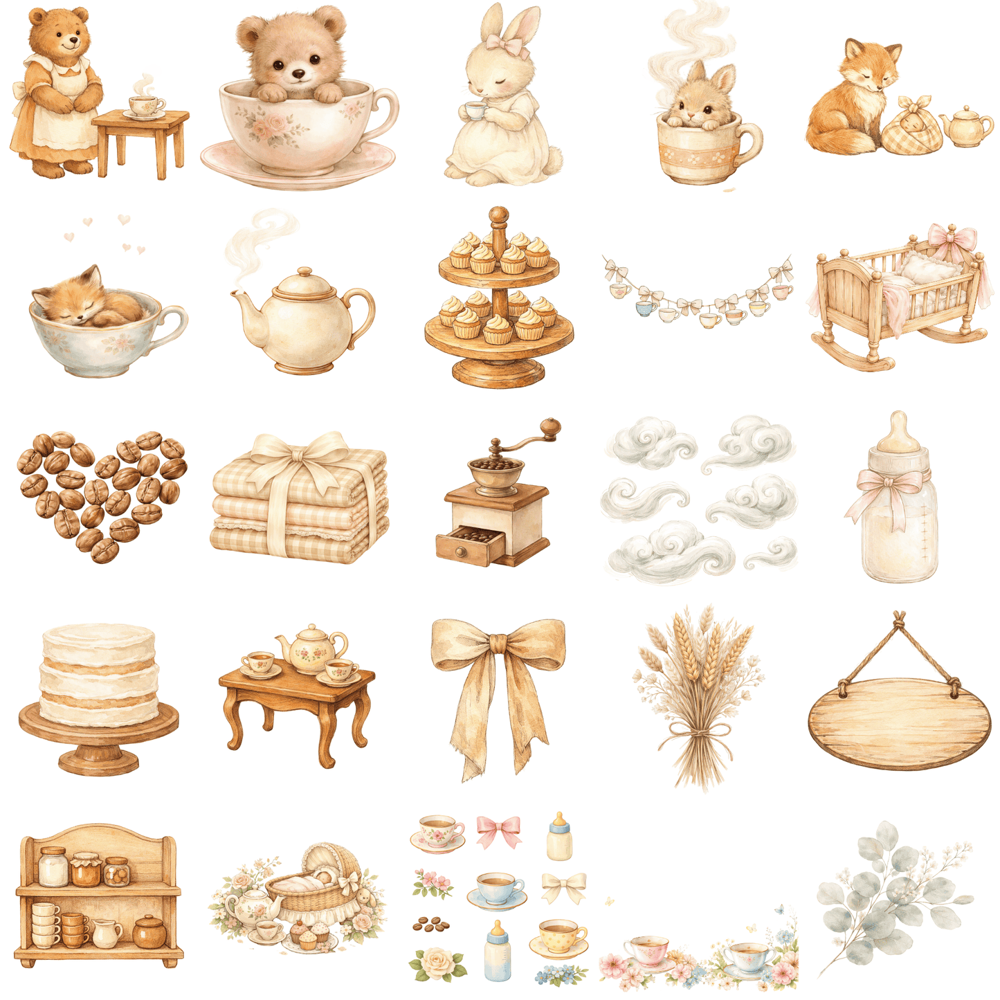 Baby Is Brewing Clipart Bundle | Coffee Baby Shower PNG