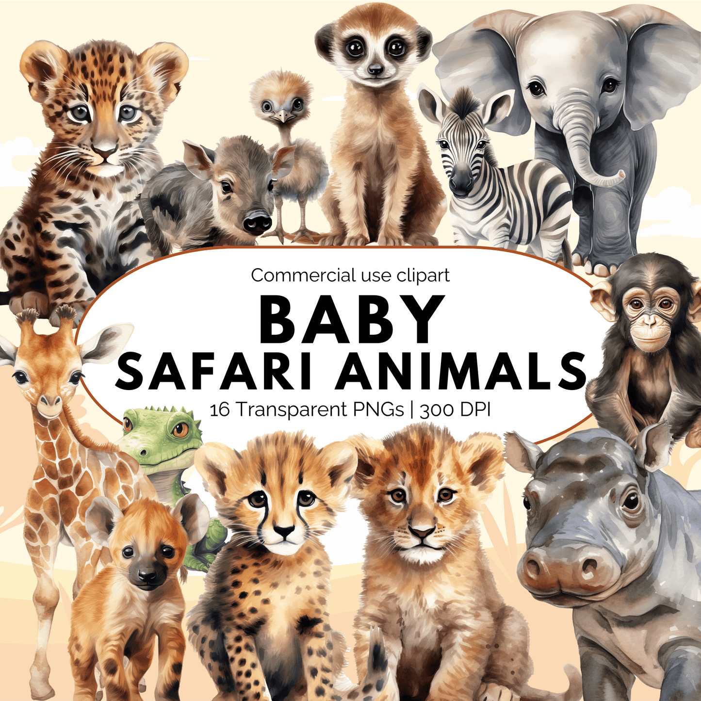 Baby Safari animal clipart