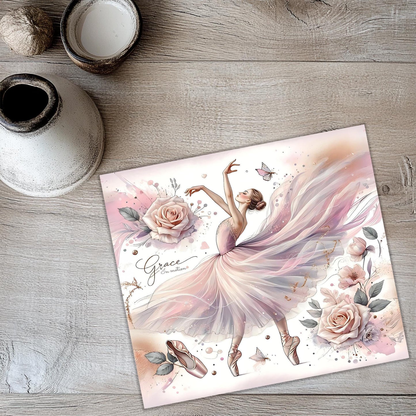 a card with a picture of a ballerina