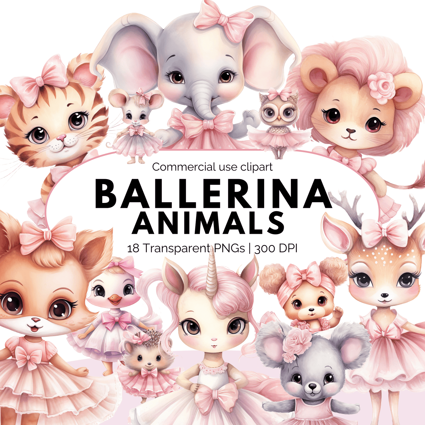 Ballerina Animals Clipart