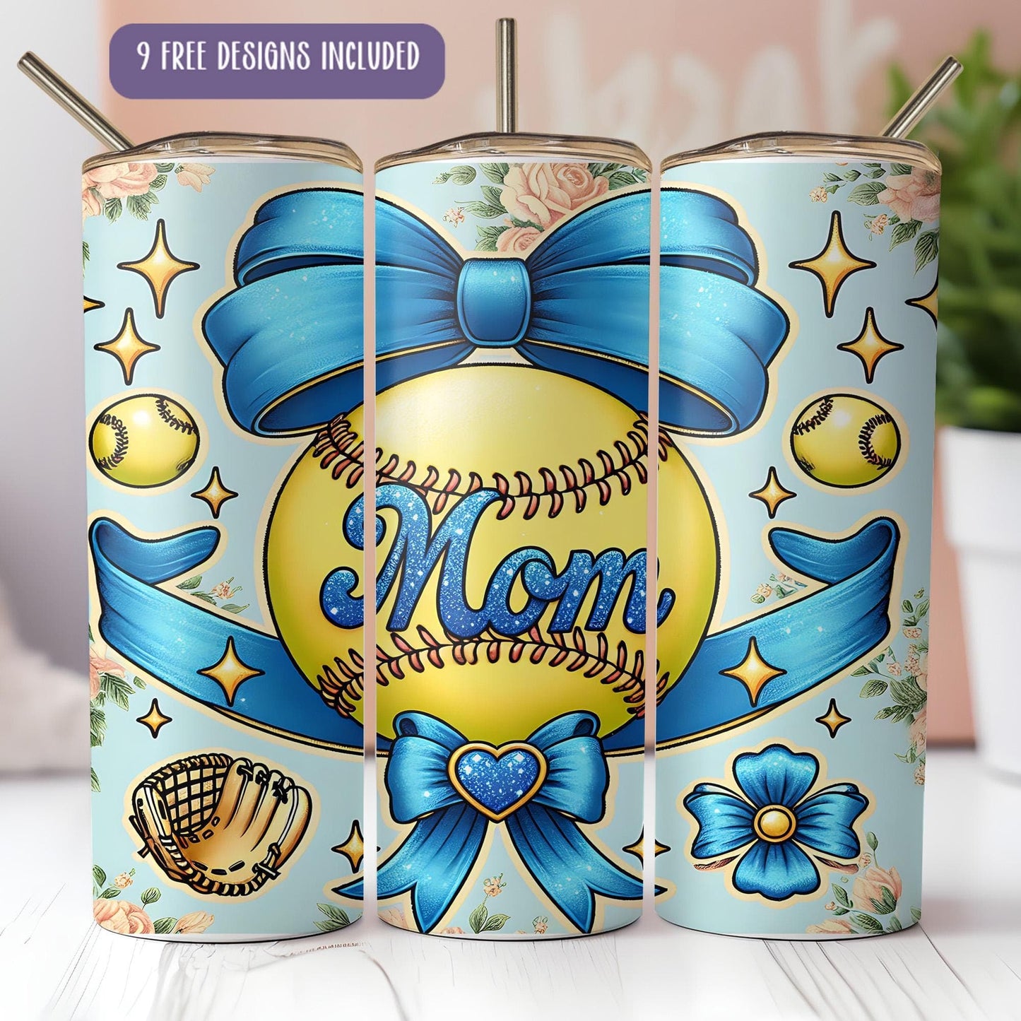 a picture of a mom's baseball themed can