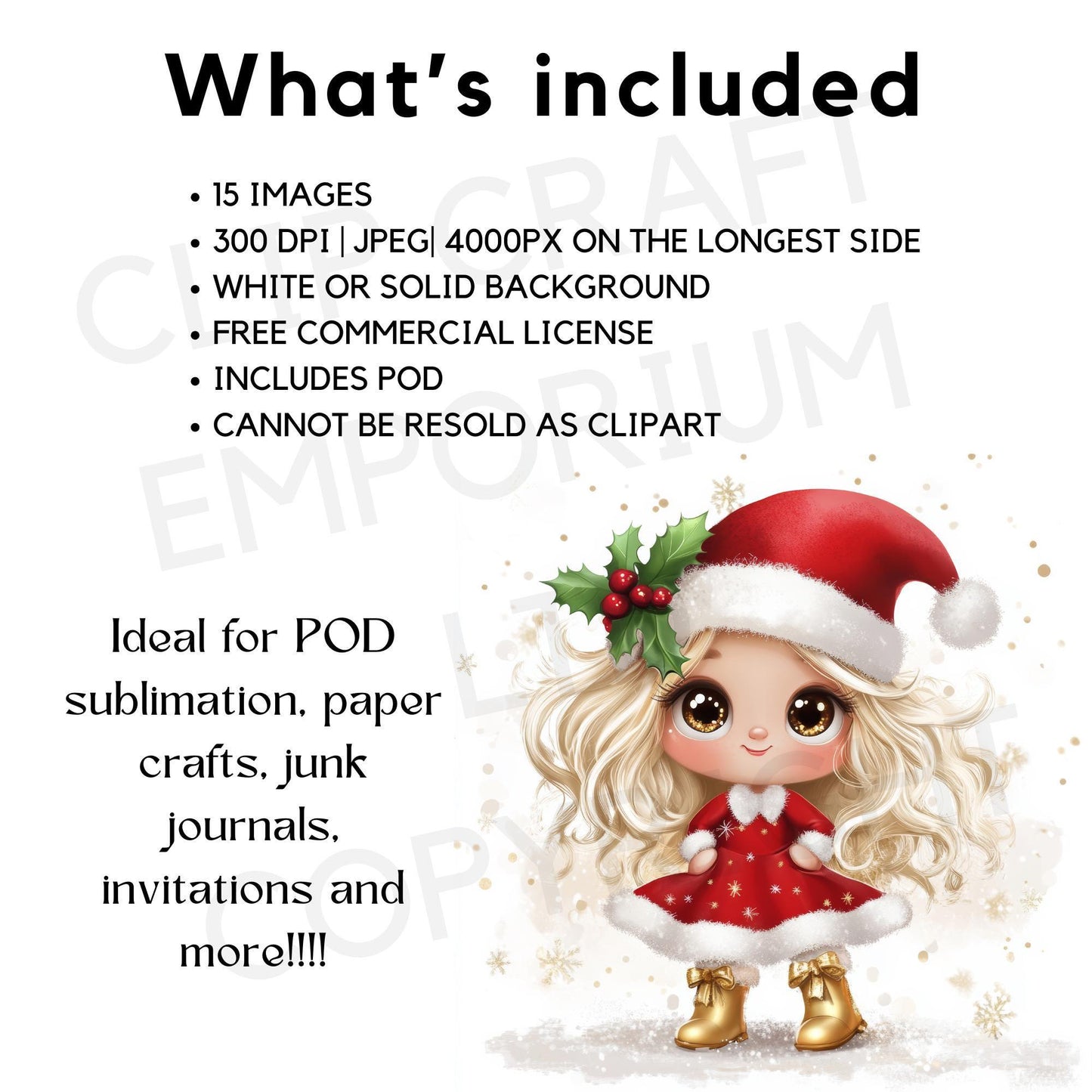 15 Quirky Girl Christmas Clipart
