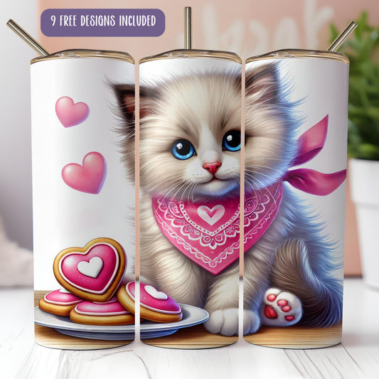 a picture of a cat with a pink bandanna