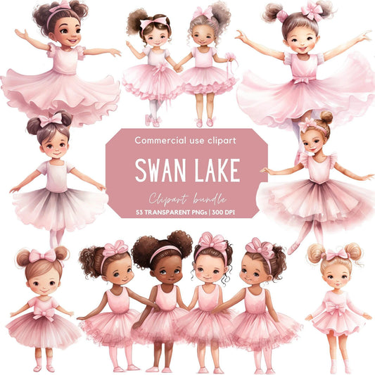 Watercolor Swan Lake Clipart