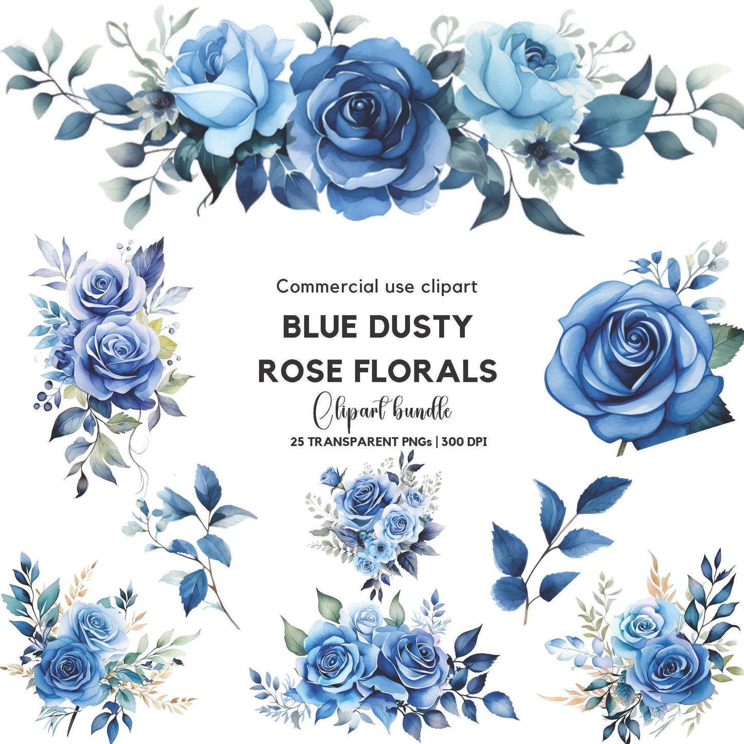 Clipart de rosa azul polvorienta