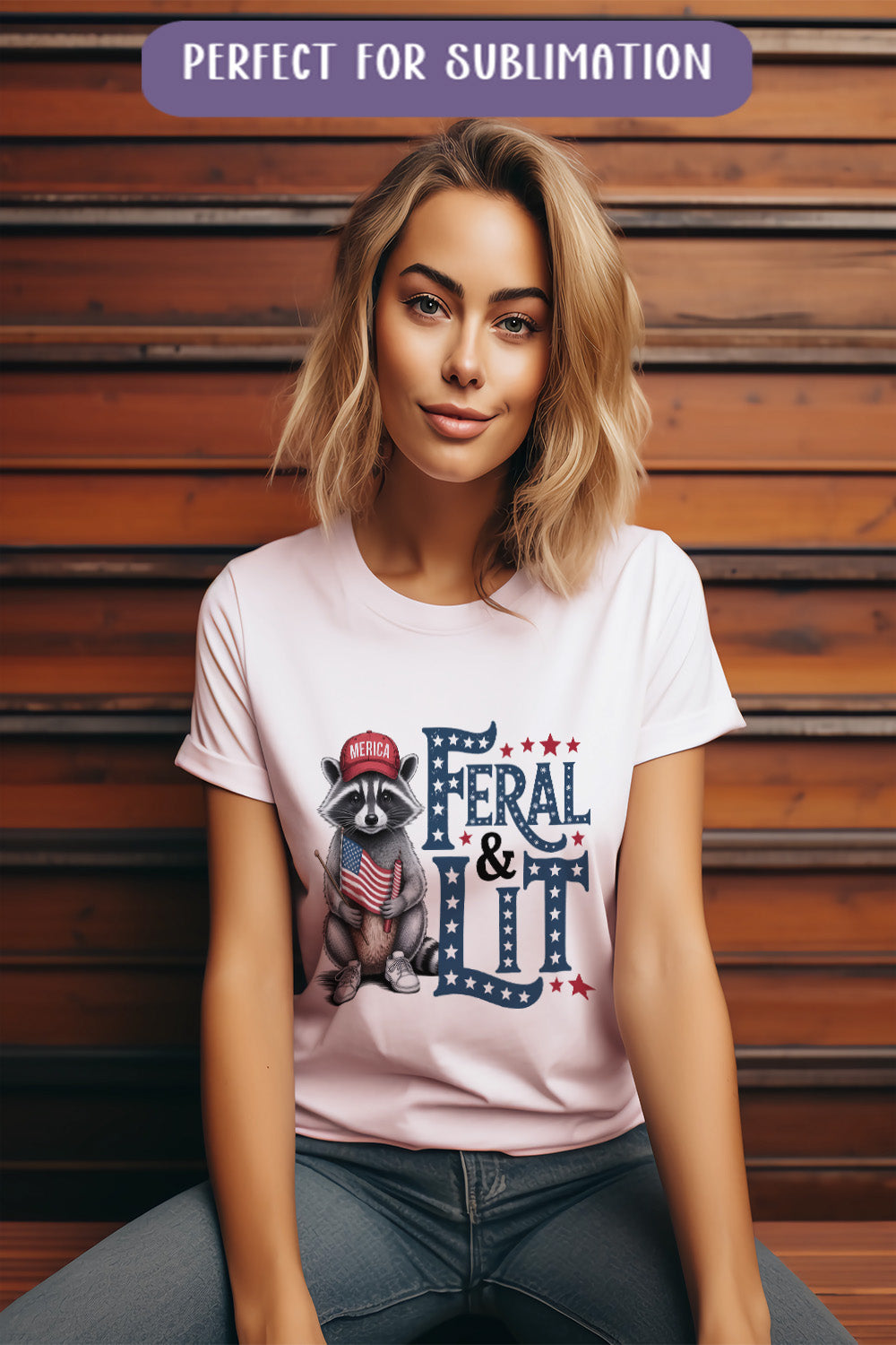 a woman wearing a t - shirt that reads, perfect for sublimation