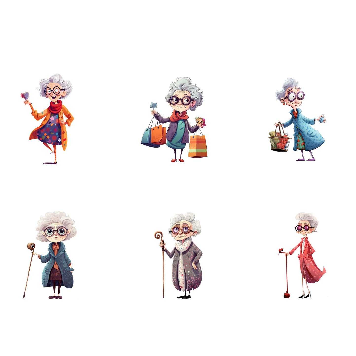 Quirky Old Ladies Clipart
