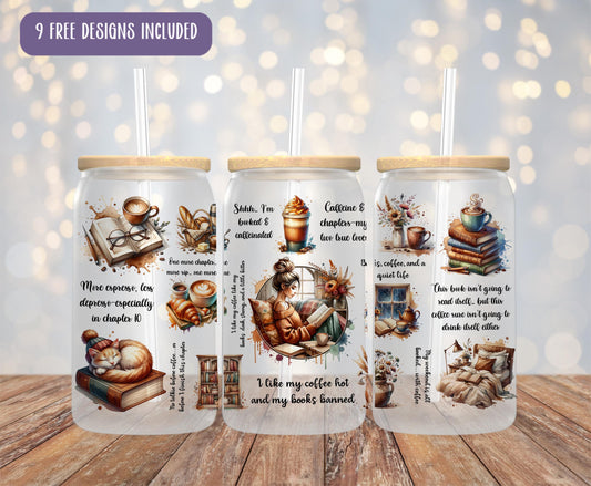 Book Lover 16oz Glass Can Wrap