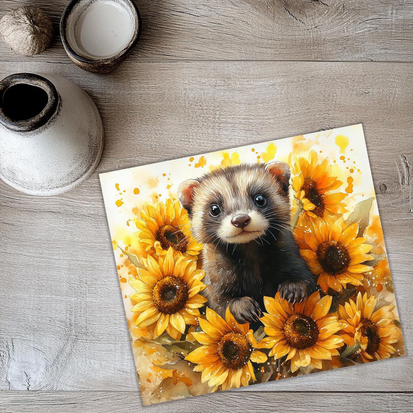 Cute sunflower Ferret 20oz Tumbler Wrap