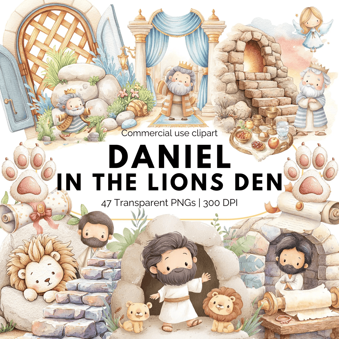 Bible Stories & Characters Mega Bundle | 1100+ Christian Clipart PNGs Commercial Use