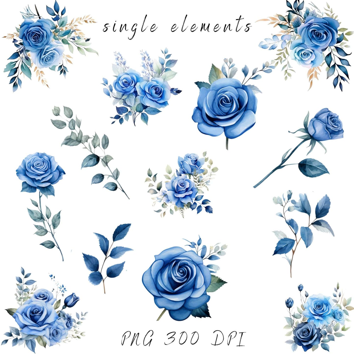 Blue Dusty Rose Clipart