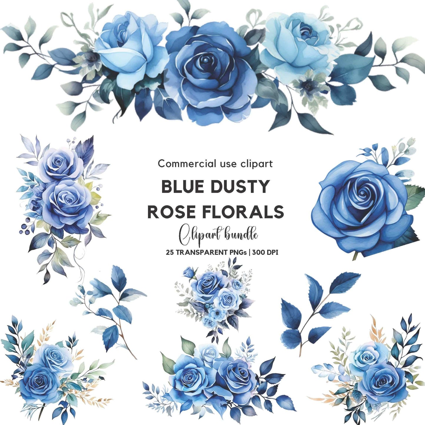 Blue Dusty Rose Clipart