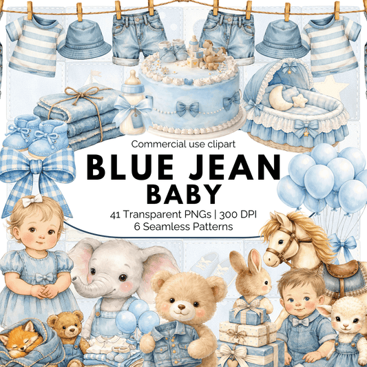 Blue Jean Baby Clipart – Baby Shower & Kids Printables